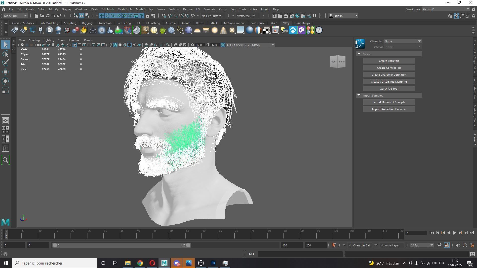Realistic Hair Beard brows mustache p6 Low-poly 3D model_16