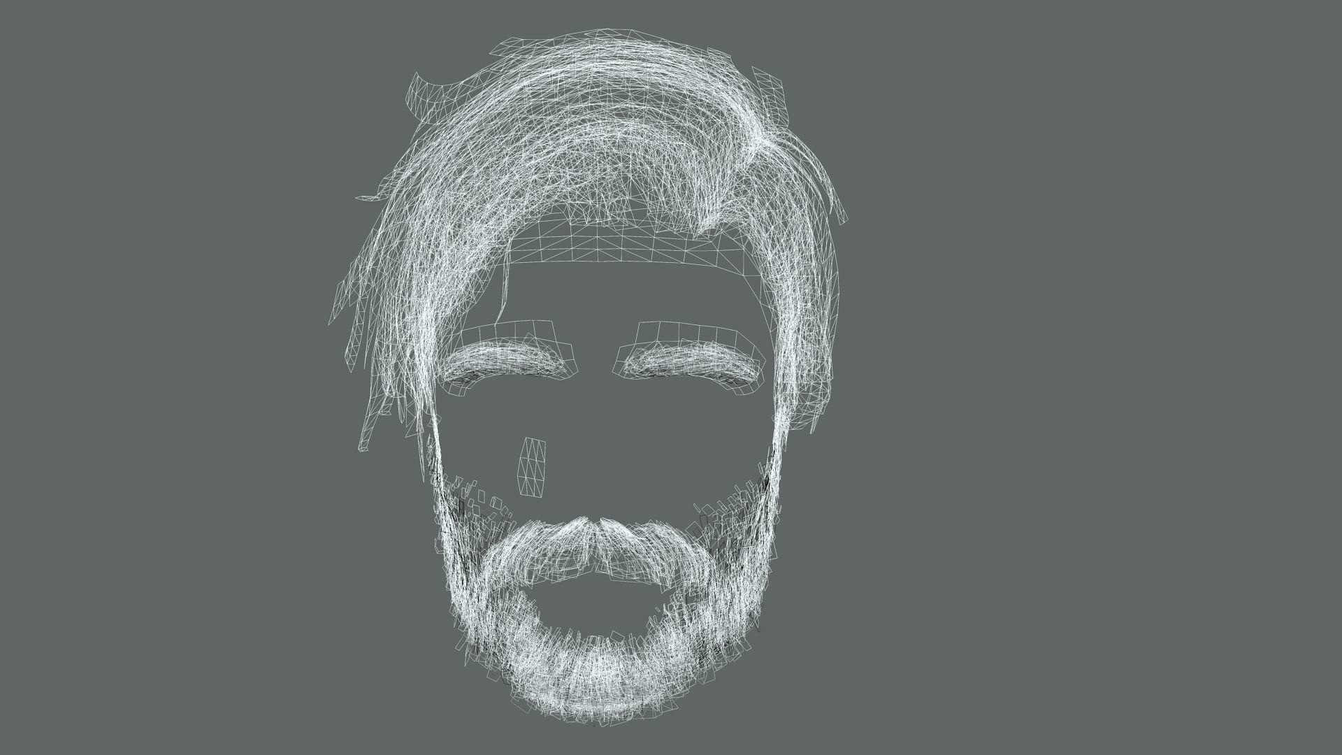 Realistic Hair Beard brows mustache p6 Low-poly 3D model_14