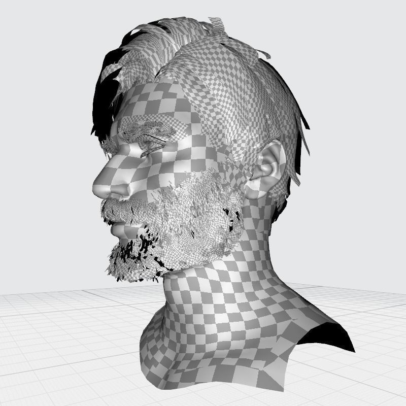 Realistic Hair Beard brows mustache p6 Low-poly 3D model_17