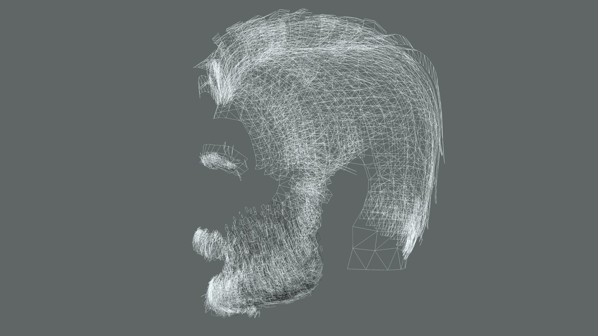 Realistic Hair Beard brows mustache p6 Low-poly 3D model_15