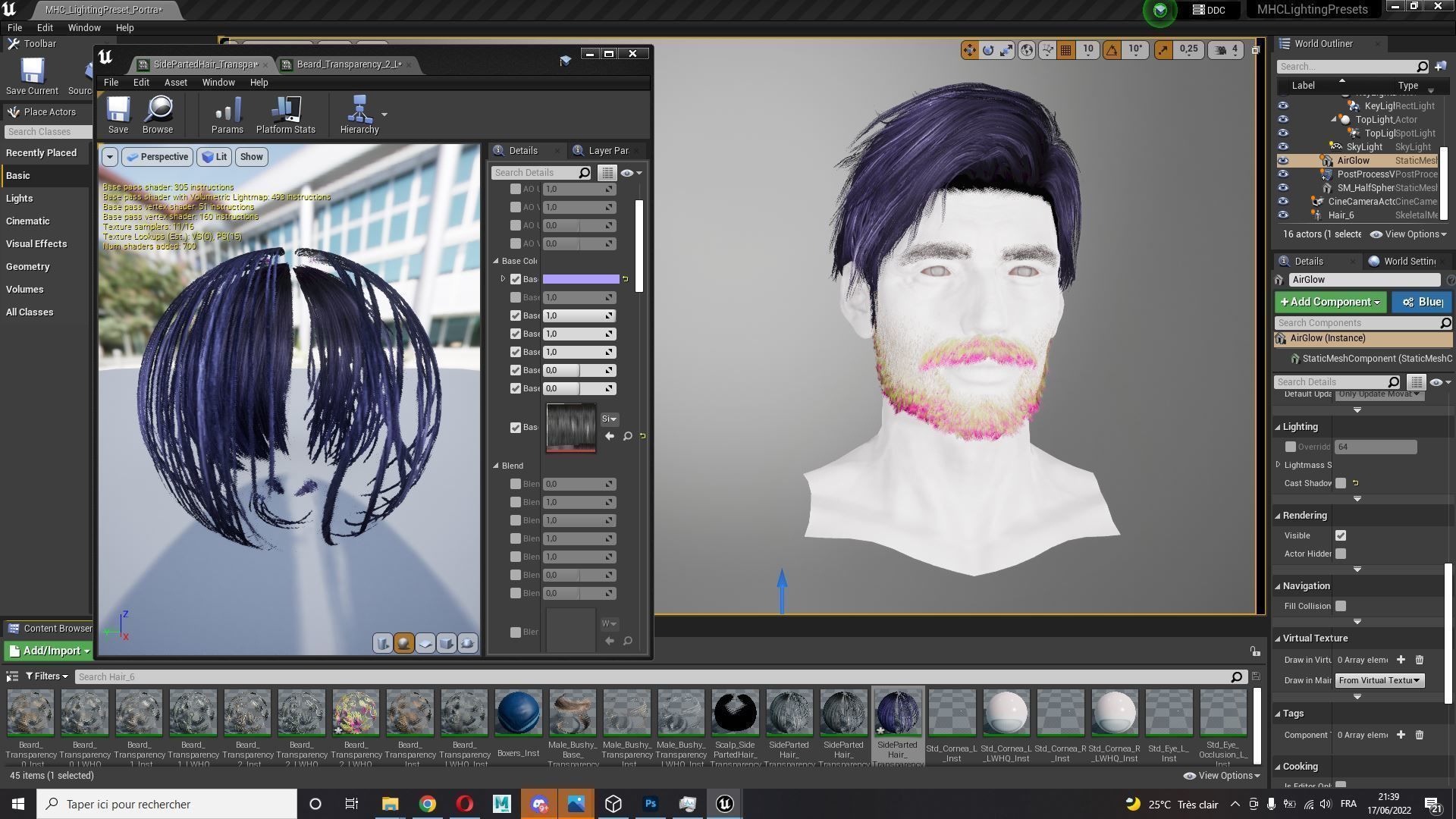 Realistic Hair Beard brows mustache p6 Low-poly 3D model_12