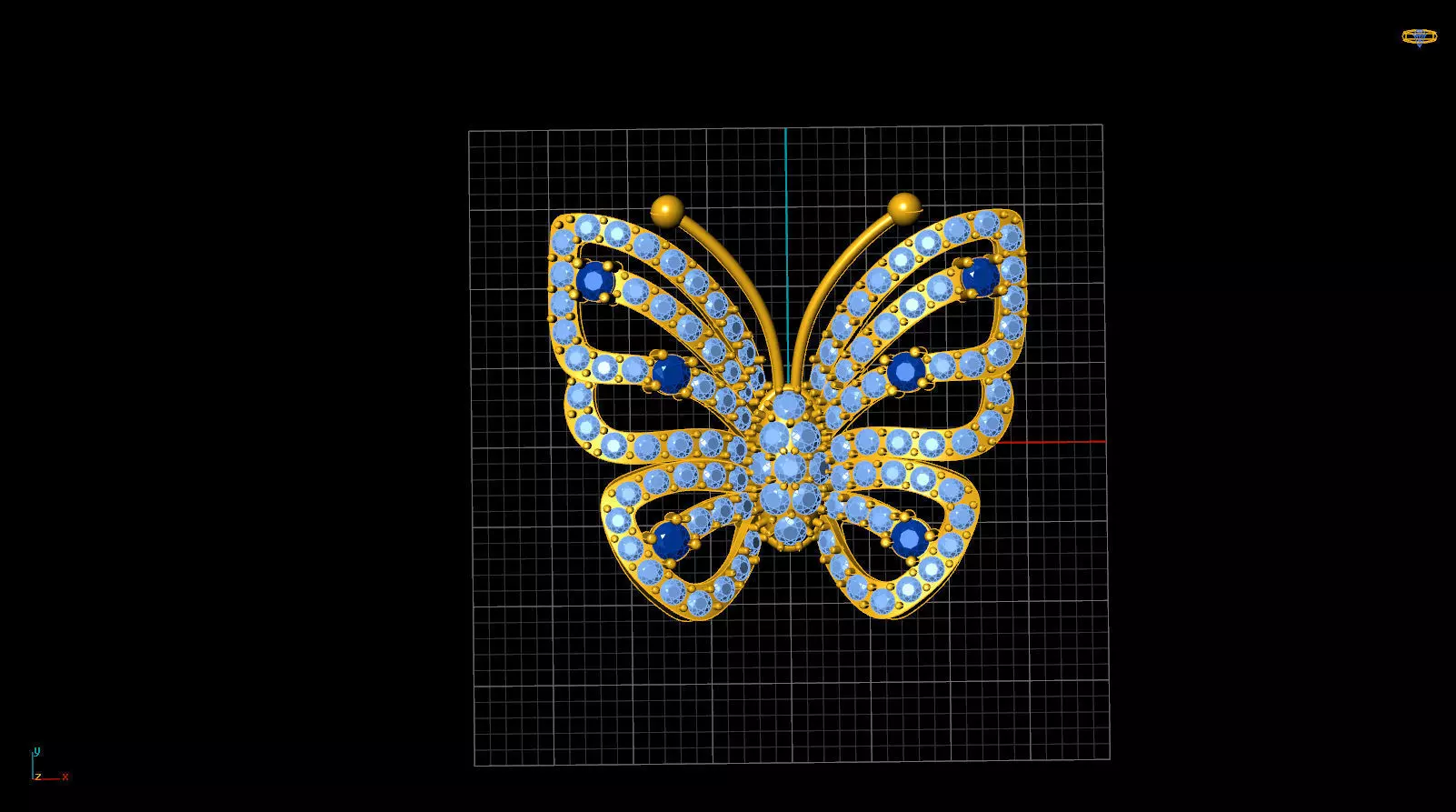 Butterfly with diamonds Free 3D model