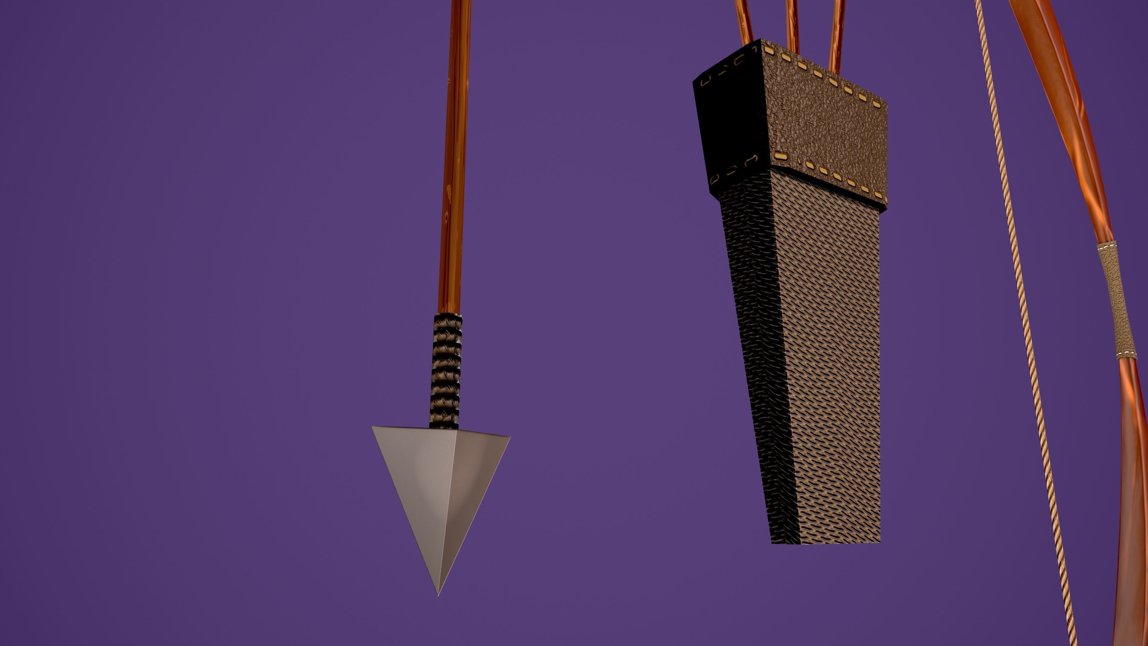 Archer african man with bow and arrow Low-poly 3D model_12