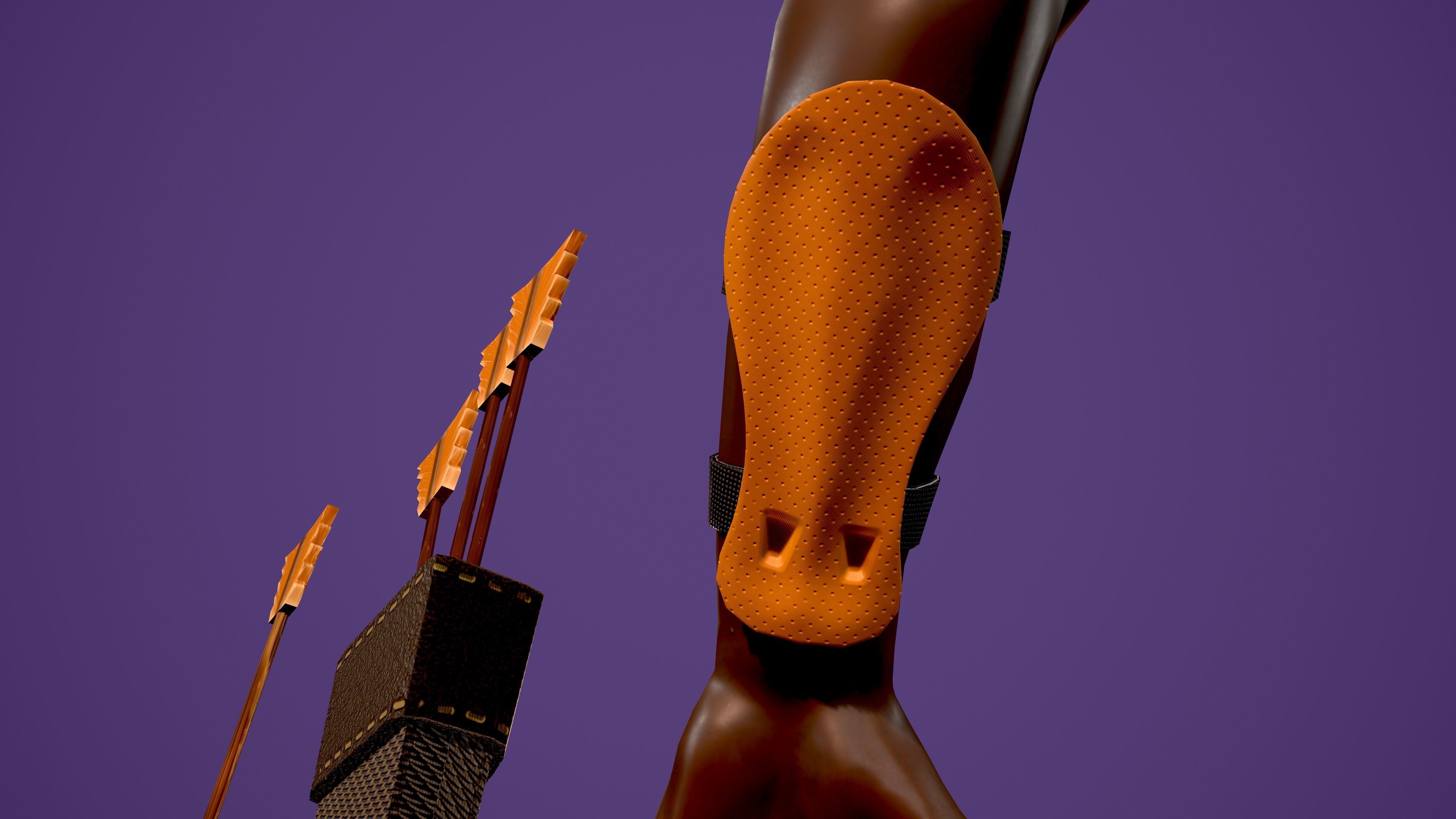 Archer african man with bow and arrow Low-poly 3D model_10