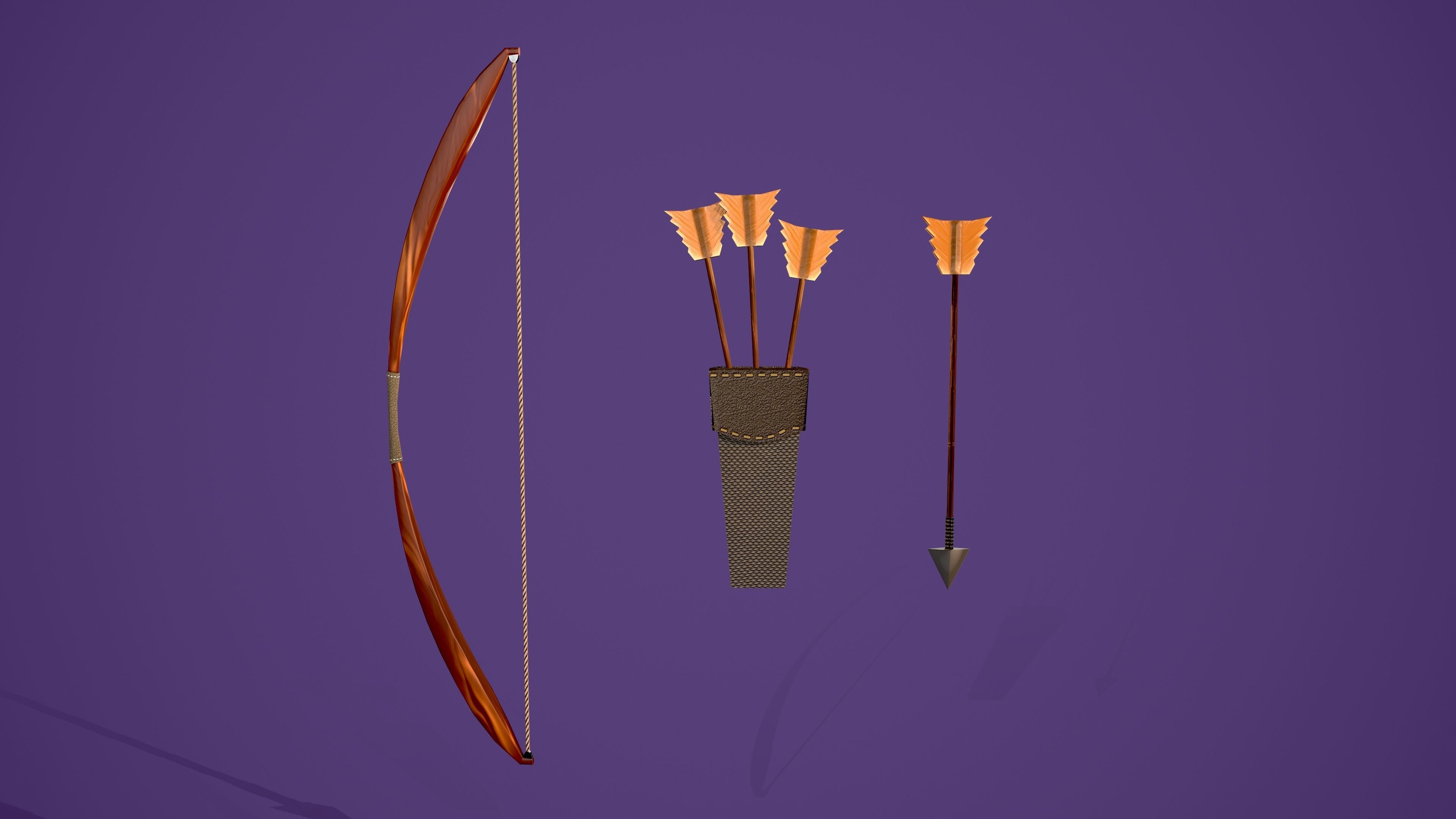 Archer african man with bow and arrow Low-poly 3D model_11