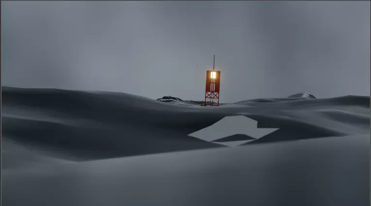 Ocean lighthouse in middle of snowy field 3D model_0
