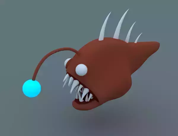 Anglerfish fish with ball Low-poly 3D model