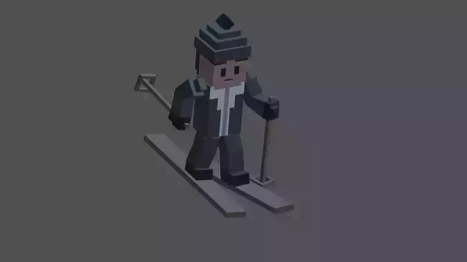 skier in minecraft Free 3D model