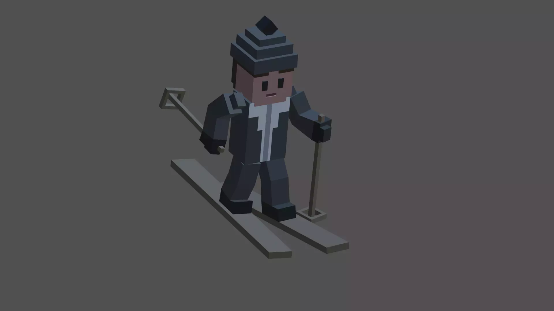 skier in minecraft Free 3D model