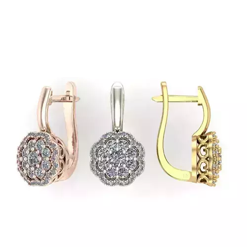 Earrings with 3 sizes gems 