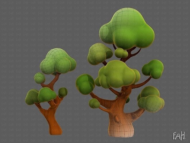 Trees Cartoon V11 Low-poly 3D model