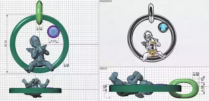 Baby pendant with heart 