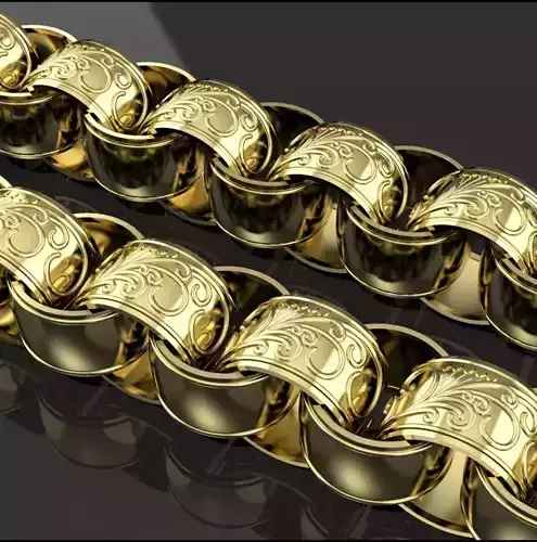 pattern engraved belcher link bracelet chain 3D print model