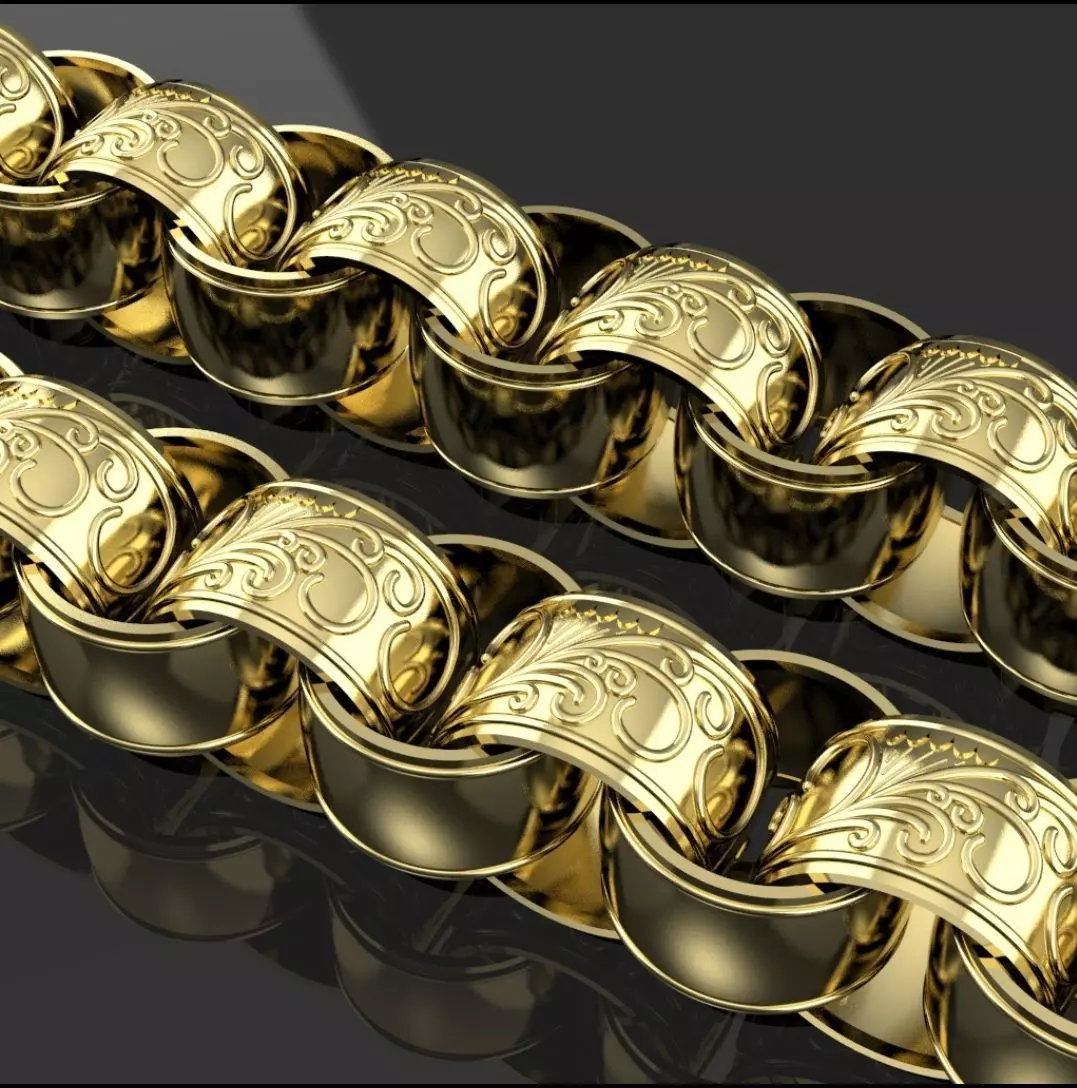 pattern engraved belcher link bracelet chain 3D print model_0