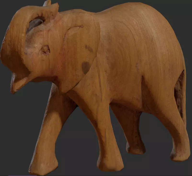 Carved Wooden Elephant statue Low-poly 3D model