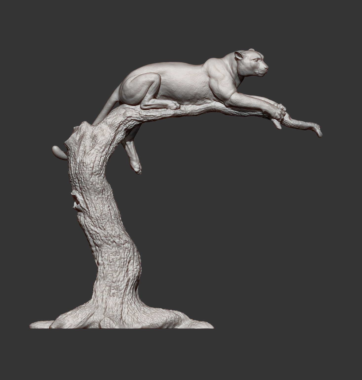 cheetah sculpture of cat jumping off tree 3D print model_15