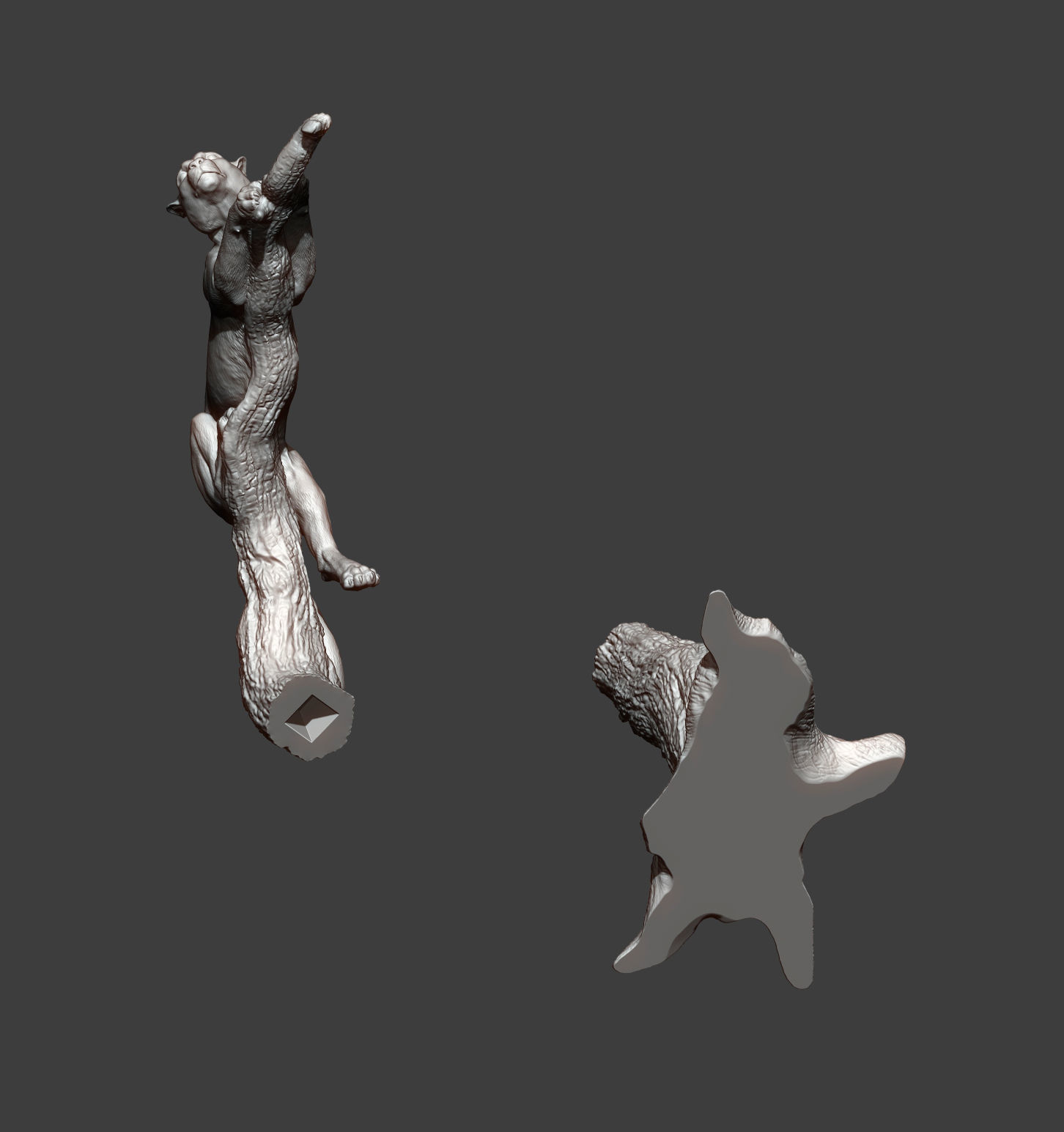 cheetah sculpture of cat jumping off tree 3D print model_9
