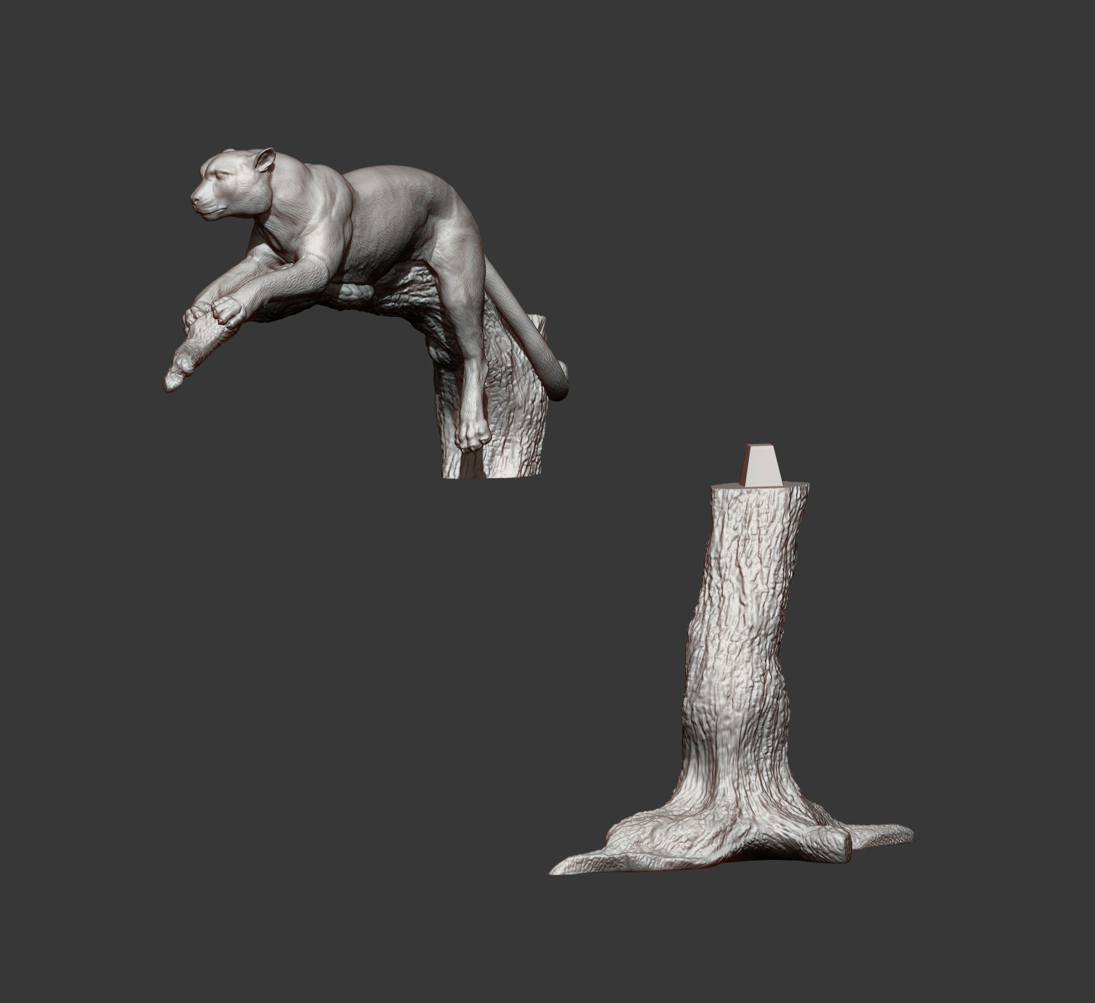 cheetah sculpture of cat jumping off tree 3D print model_10