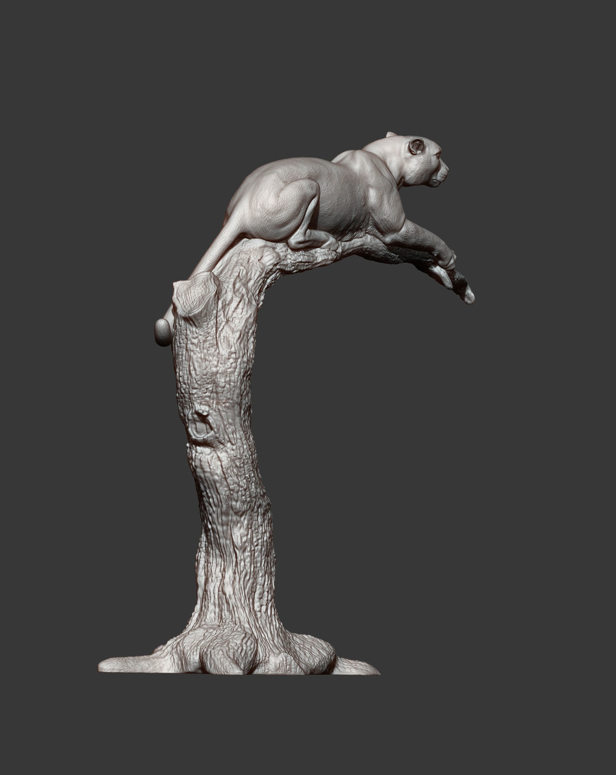 cheetah sculpture of cat jumping off tree 3D print model_14