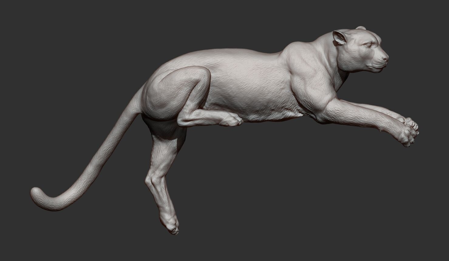 cheetah sculpture of cat jumping off tree 3D print model_18