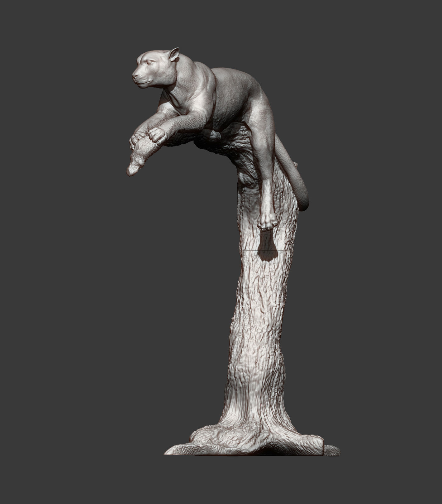 cheetah sculpture of cat jumping off tree 3D print model_8