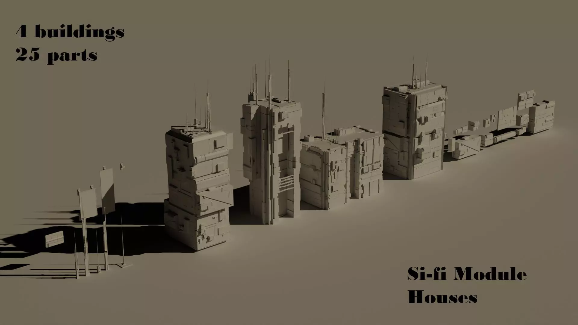 Sifi Buildings Low-poly 3D model