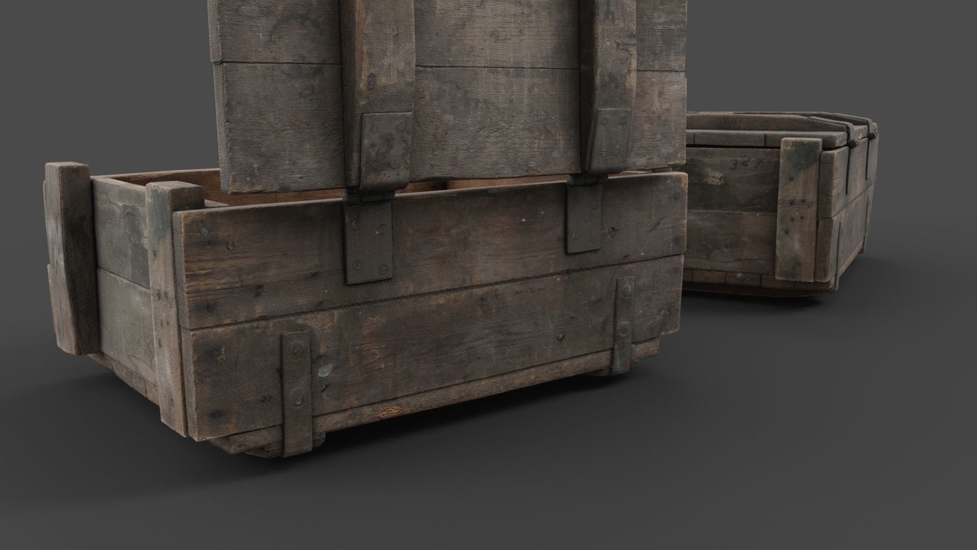 Wooden Crate Low-poly 3D model_9