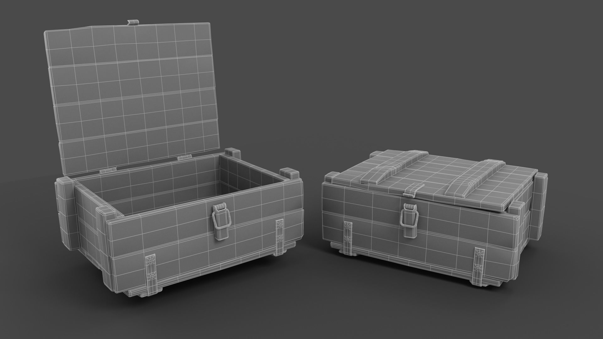 Wooden Crate Low-poly 3D model_10