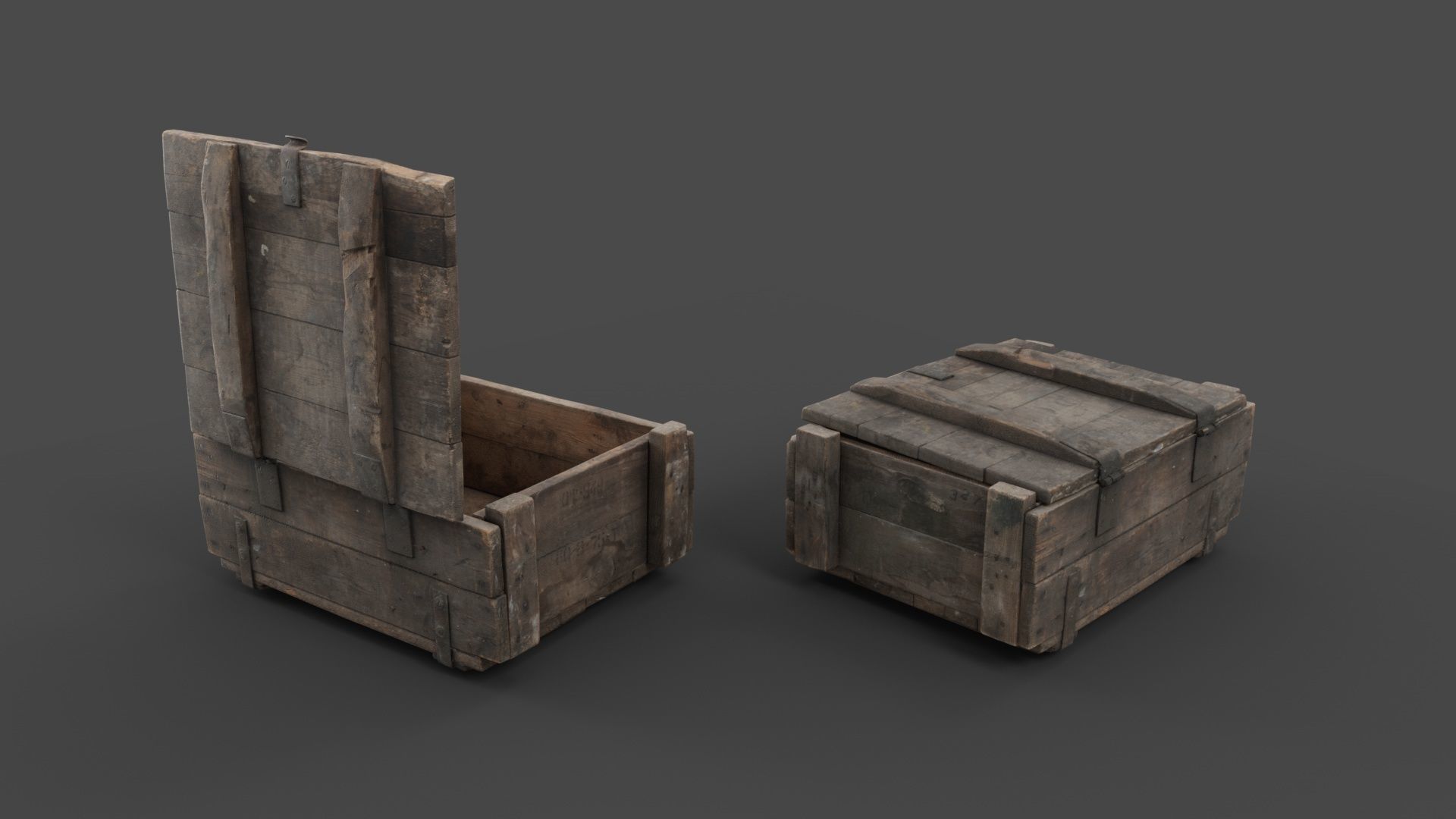 Wooden Crate Low-poly 3D model_3