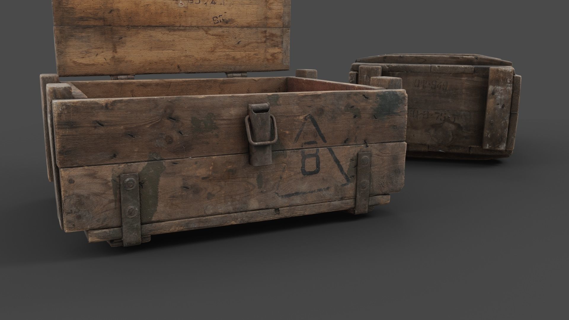 Wooden Crate Low-poly 3D model_7