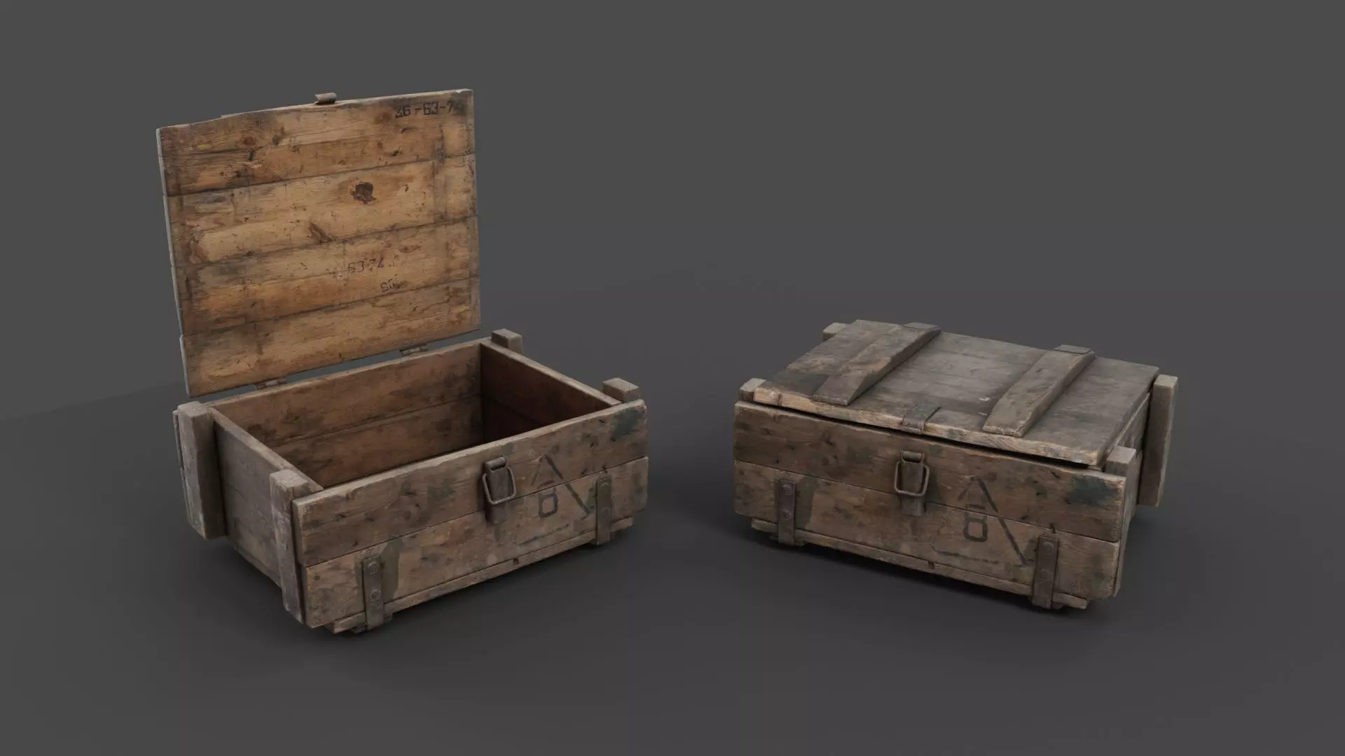 Wooden Crate Low-poly 3D model_0