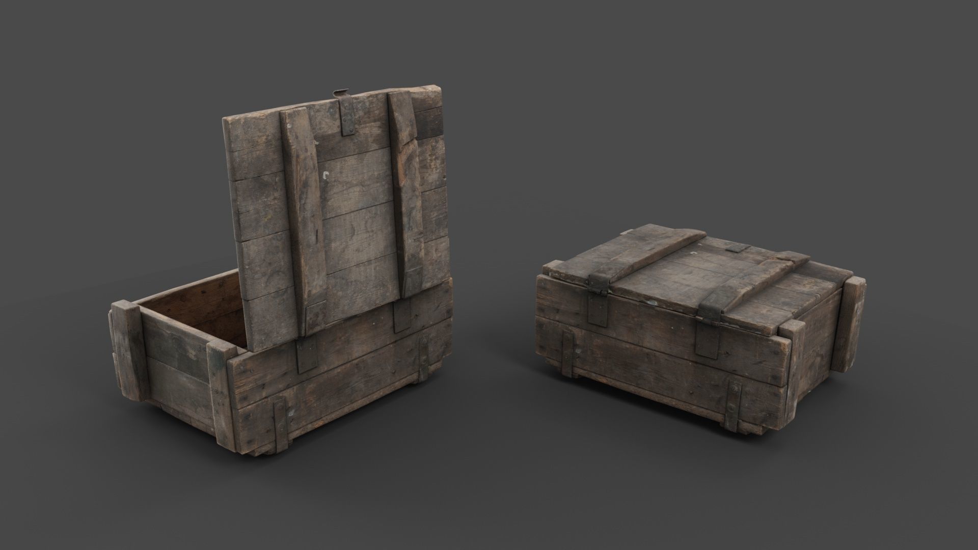 Wooden Crate Low-poly 3D model_4