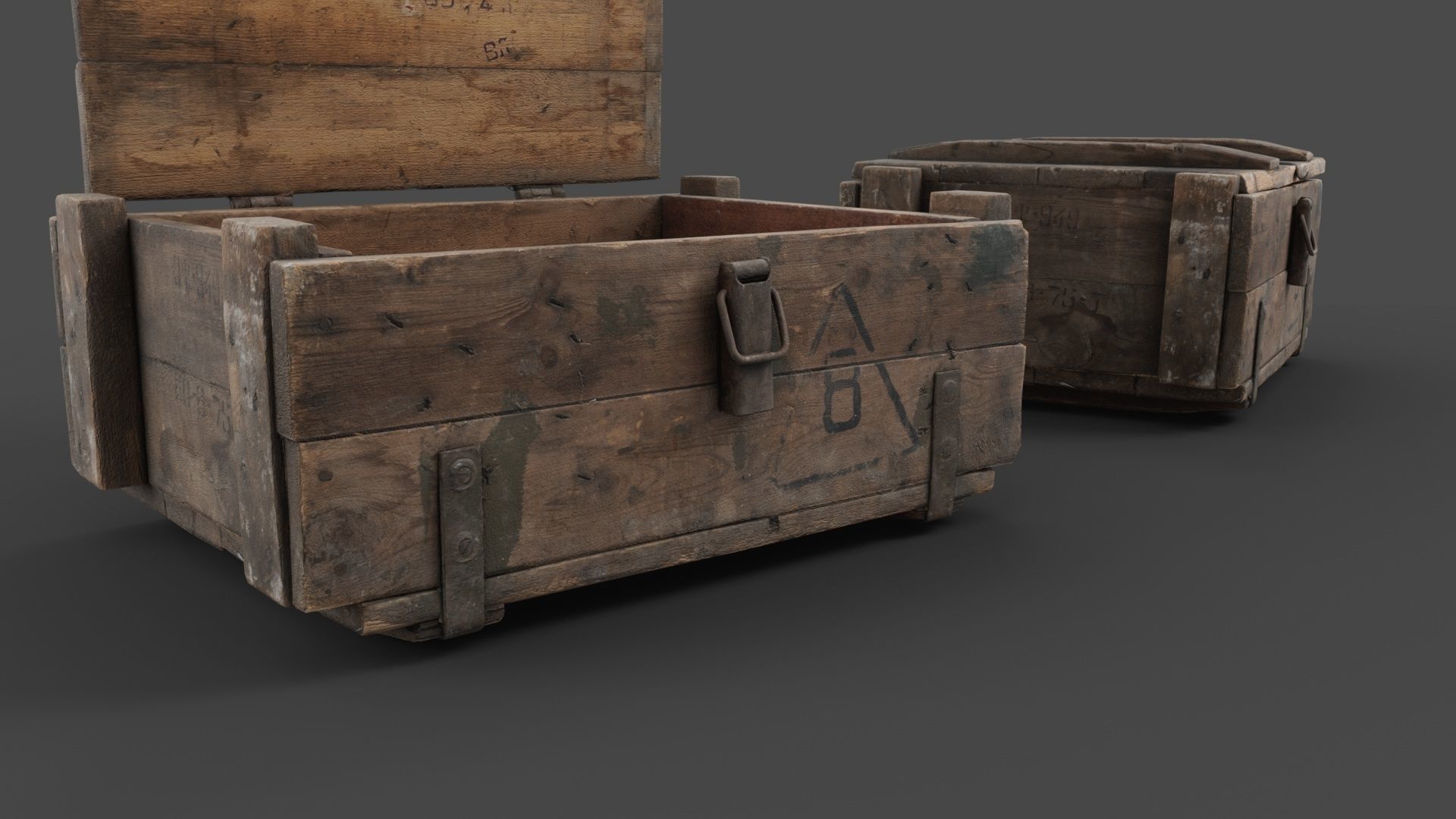 Wooden Crate Low-poly 3D model_6