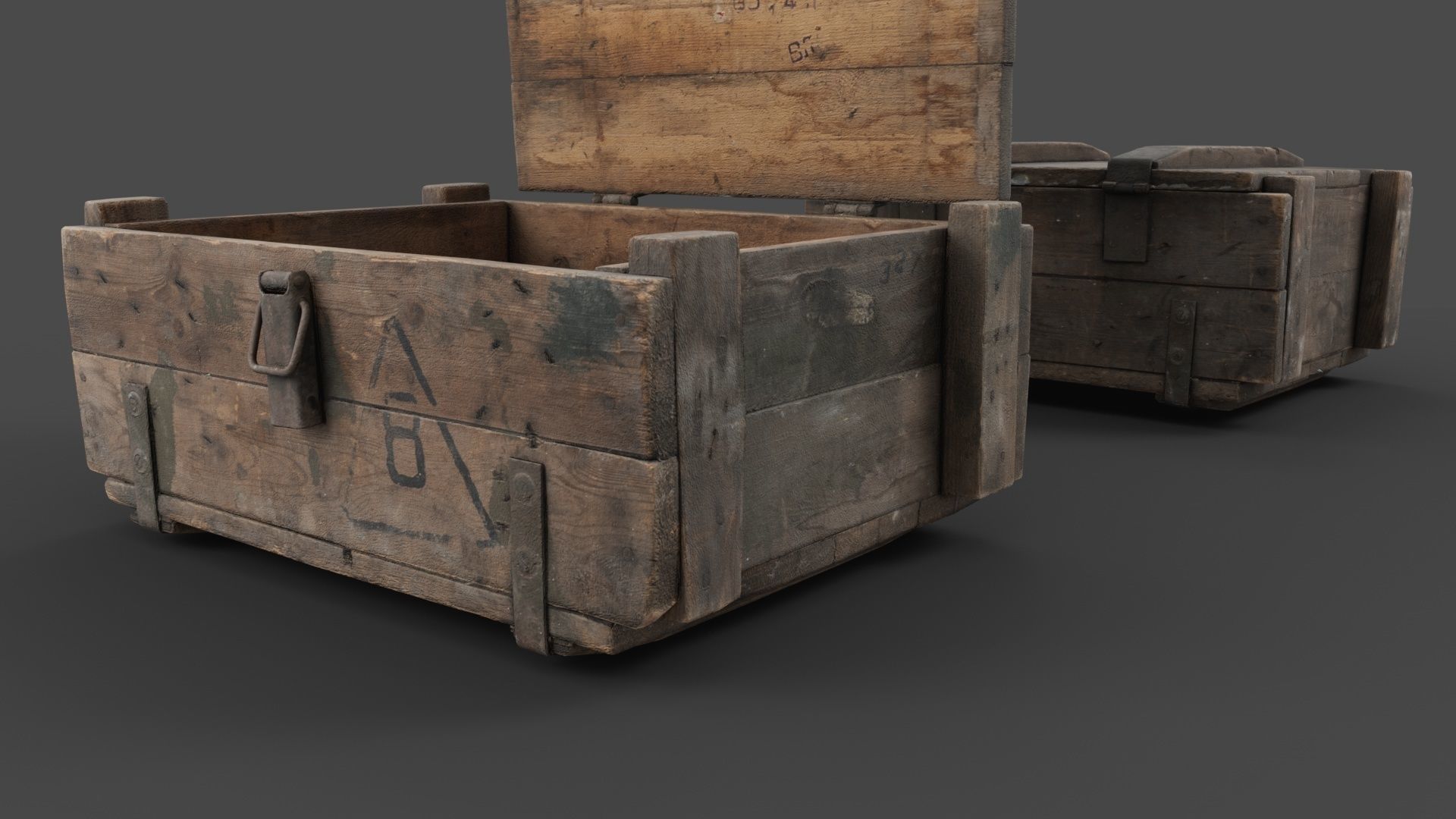 Wooden Crate Low-poly 3D model_8