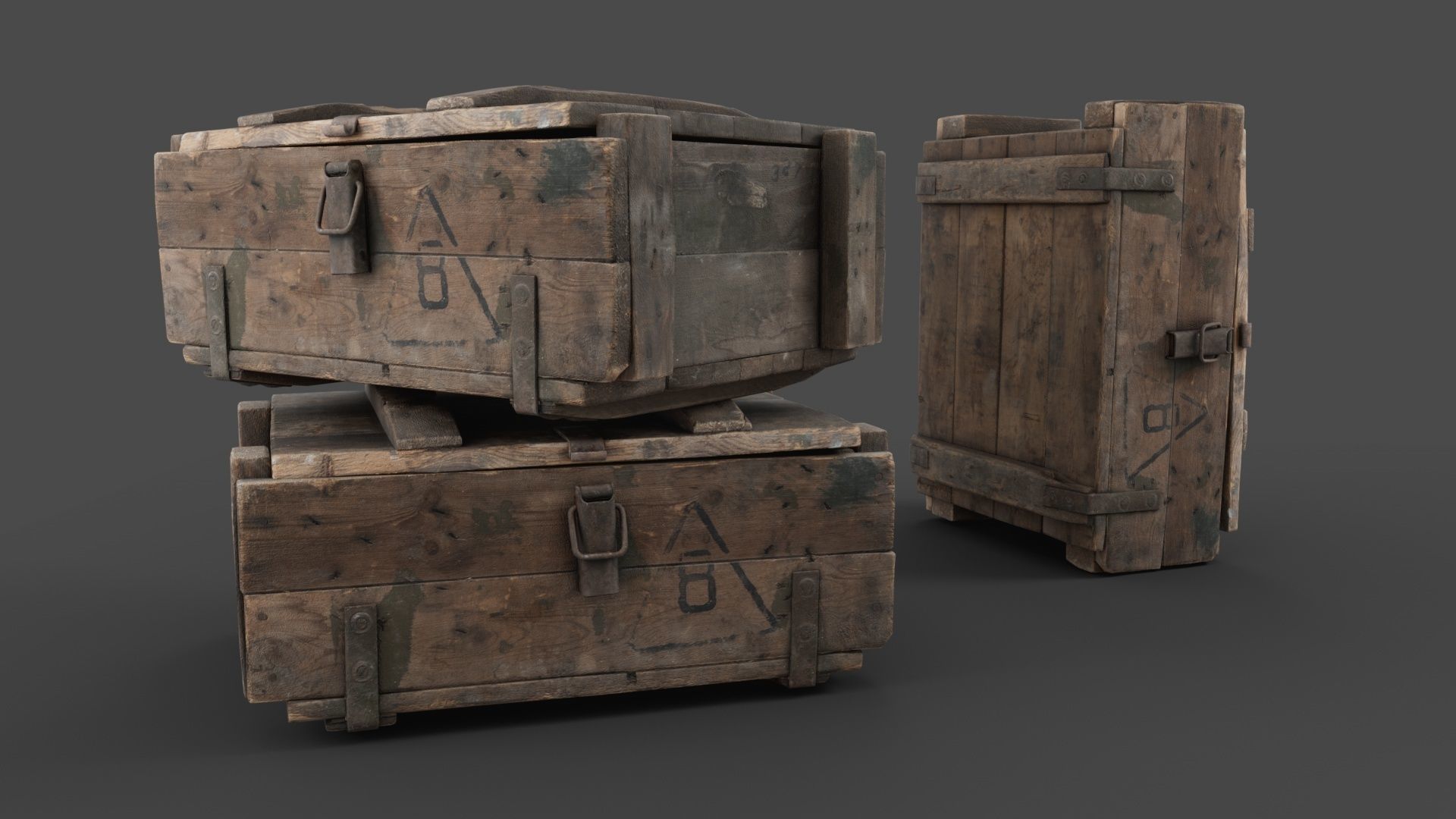 Wooden Crate Low-poly 3D model_2