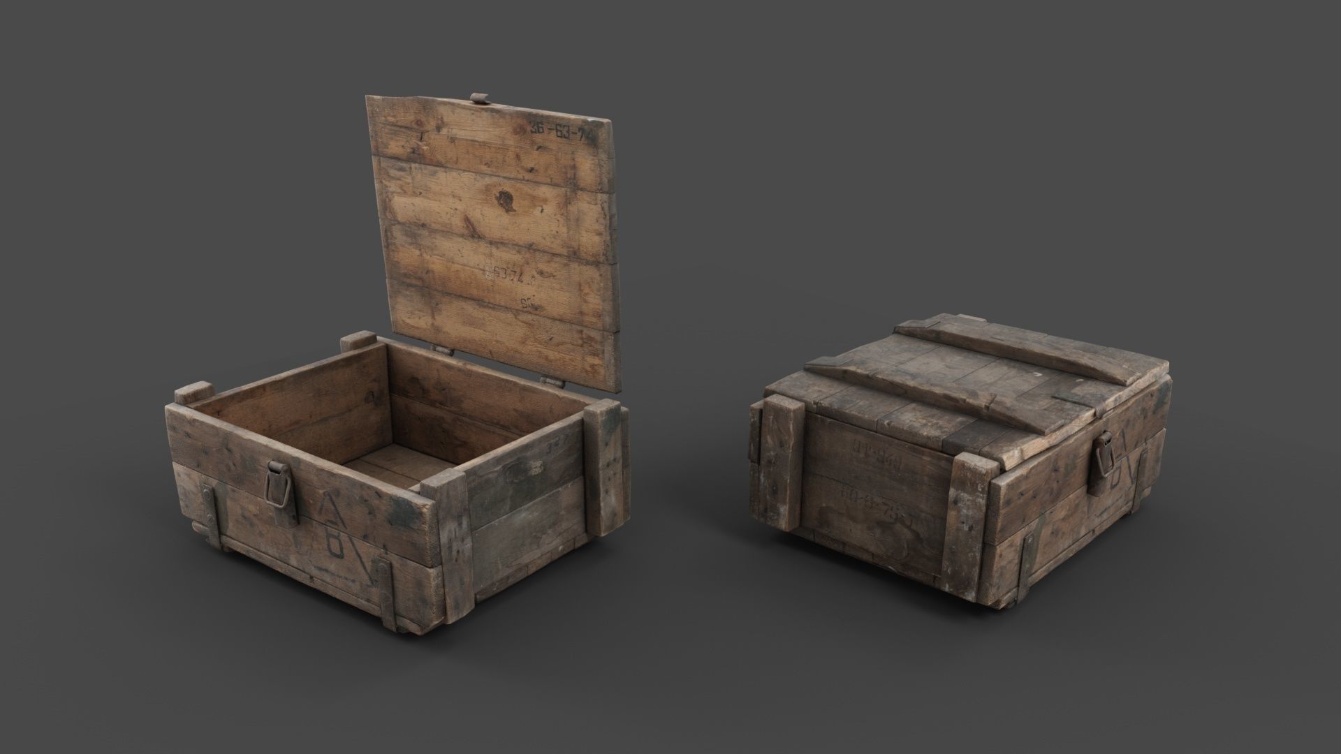 Wooden Crate Low-poly 3D model_5