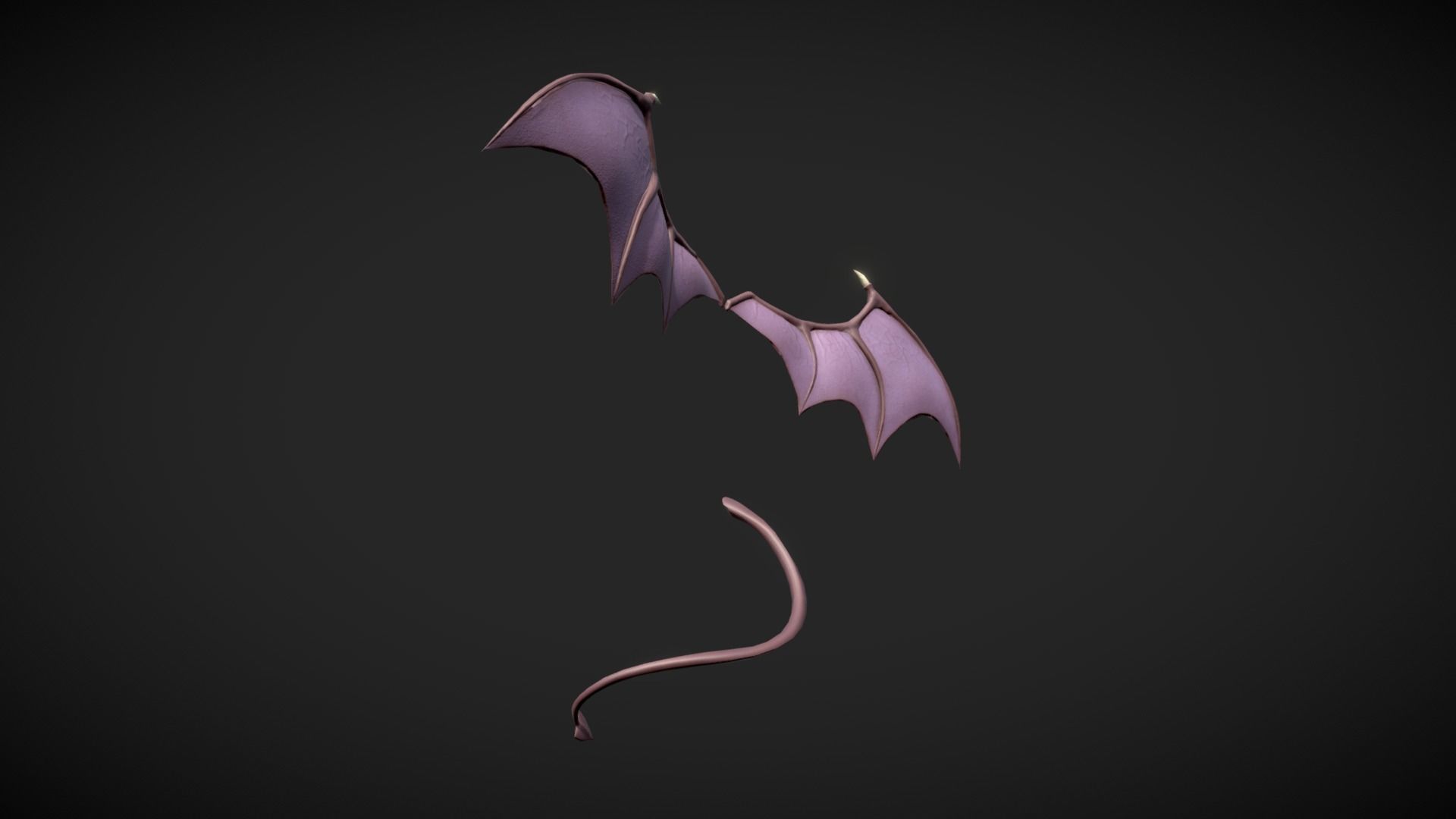 Demon Wings and Tail Low-Poly Low-poly 3D model_9
