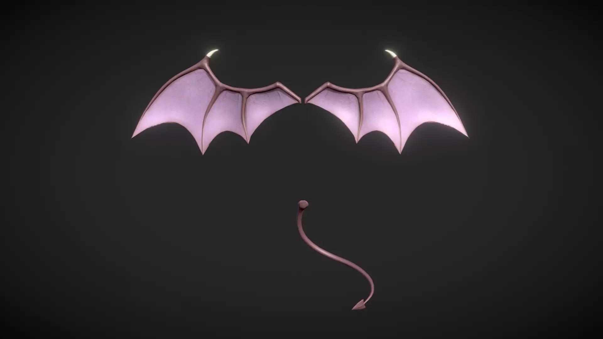 Demon Wings and Tail Low-Poly Low-poly 3D model_0