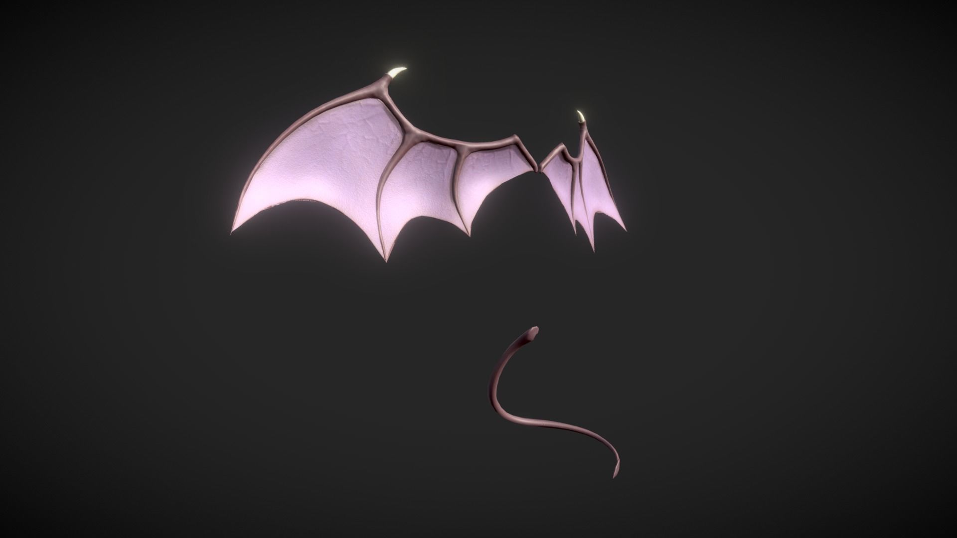 Demon Wings and Tail Low-Poly Low-poly 3D model_2