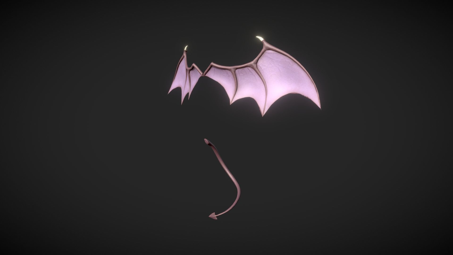 Demon Wings and Tail Low-Poly Low-poly 3D model_5