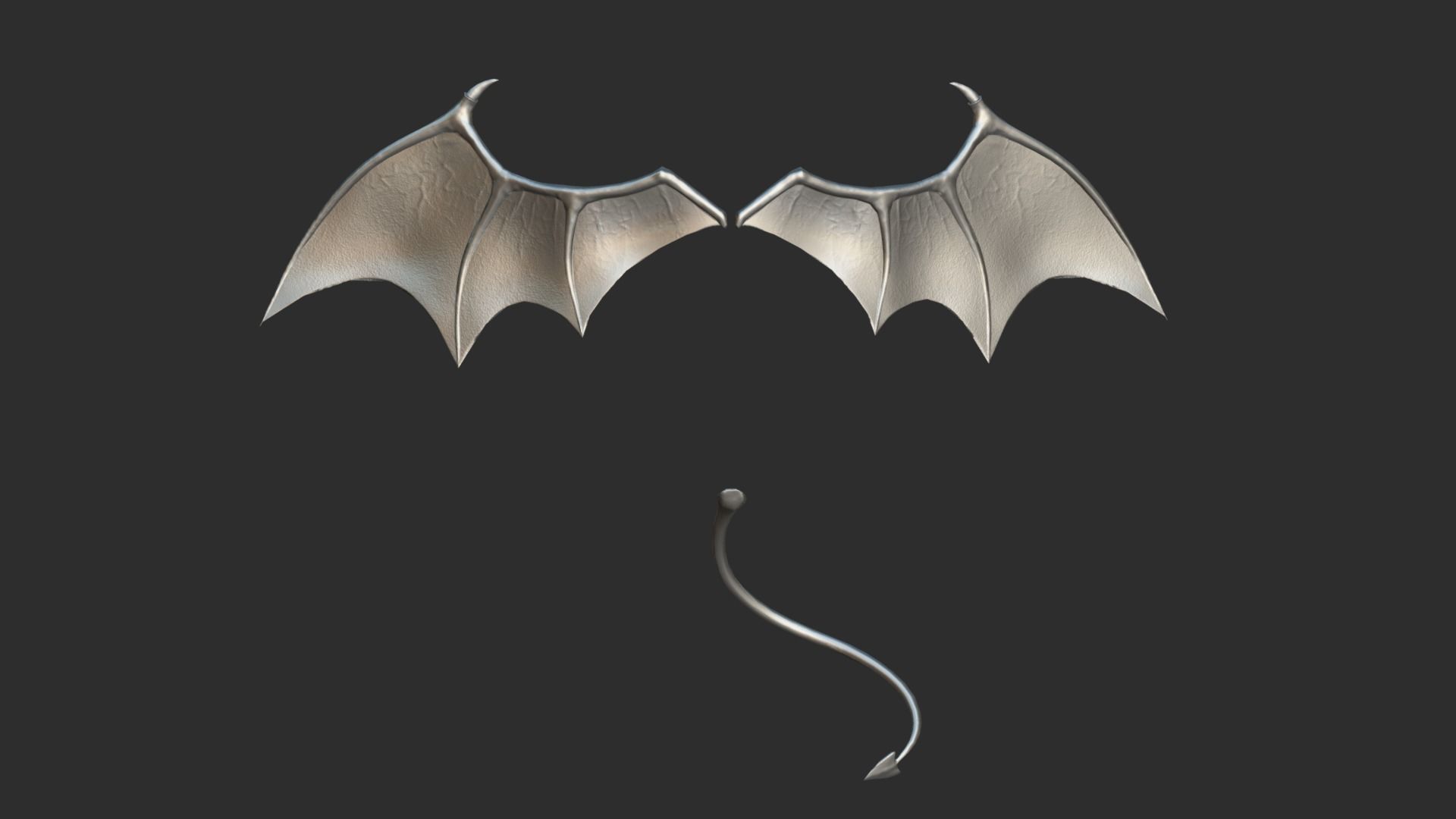 Demon Wings and Tail Low-Poly Low-poly 3D model_11