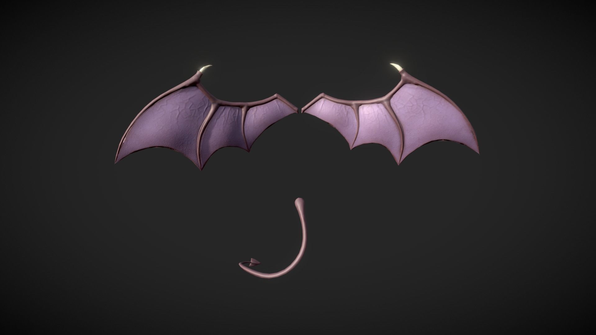 Demon Wings and Tail Low-Poly Low-poly 3D model_8