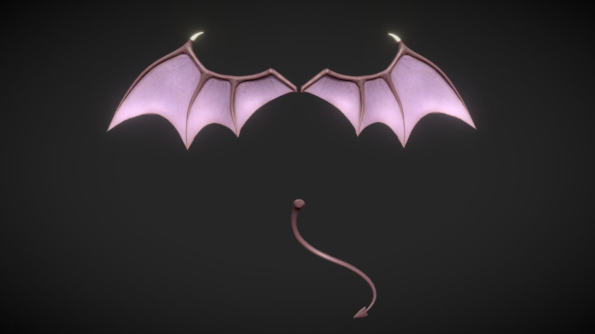 Demon Wings and Tail Low-Poly Low-poly 3D model_13
