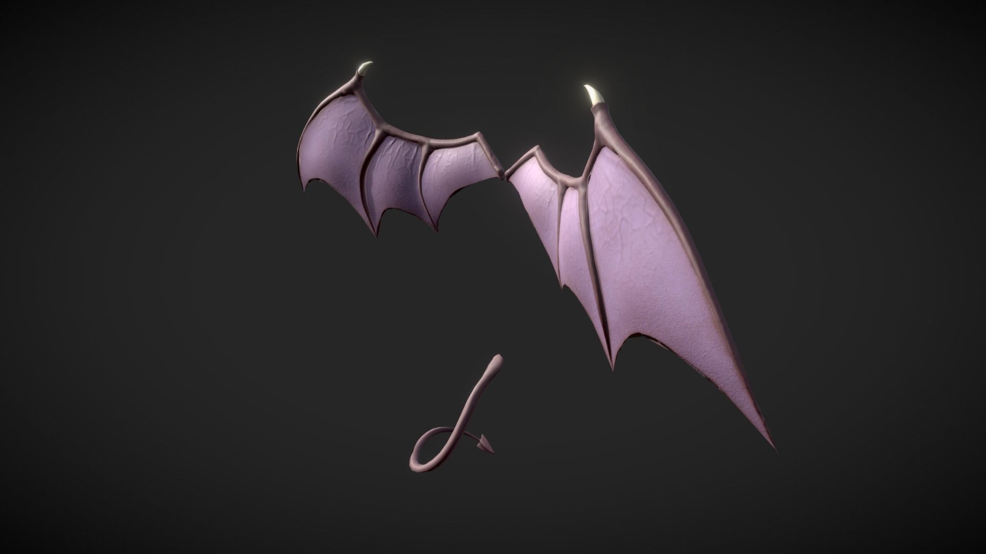 Demon Wings and Tail Low-Poly Low-poly 3D model_3