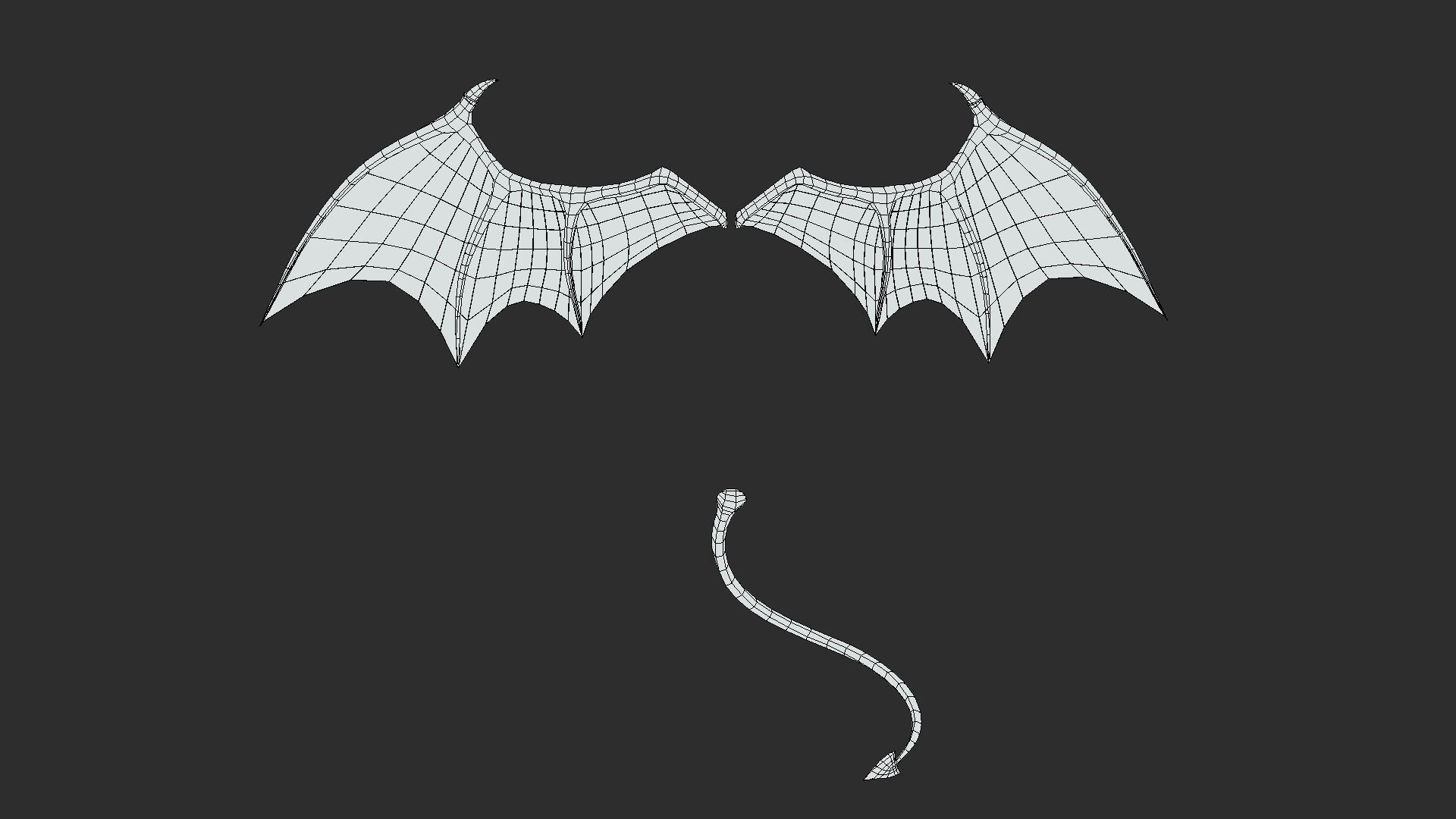 Demon Wings and Tail Low-Poly Low-poly 3D model_12