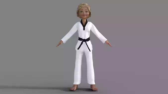 3D Cartoon Karate Girl