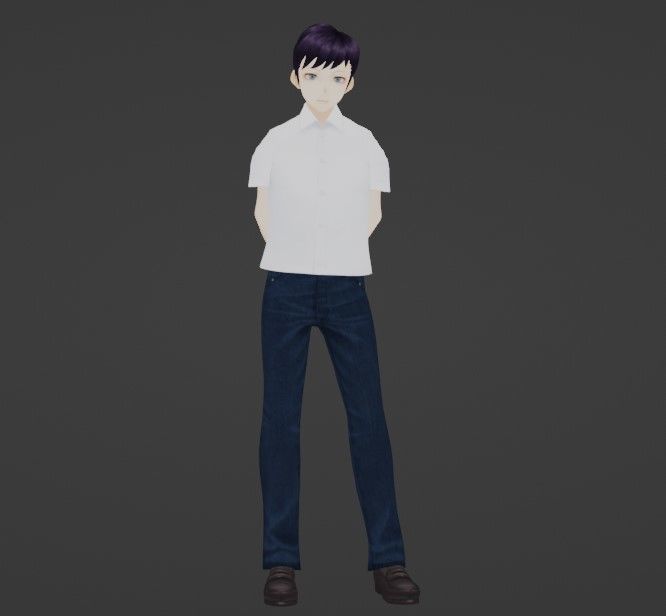 The Gentleman Low-poly 3D model anime boy in jeans and shirt Low-poly 3D model_4
