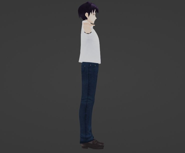 The Gentleman Low-poly 3D model anime boy in jeans and shirt Low-poly 3D model_7