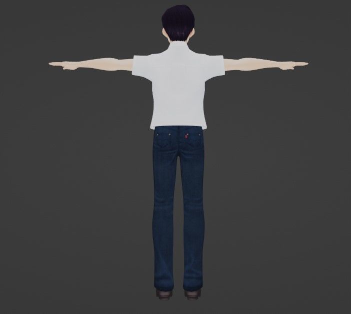 The Gentleman Low-poly 3D model anime boy in jeans and shirt Low-poly 3D model_8