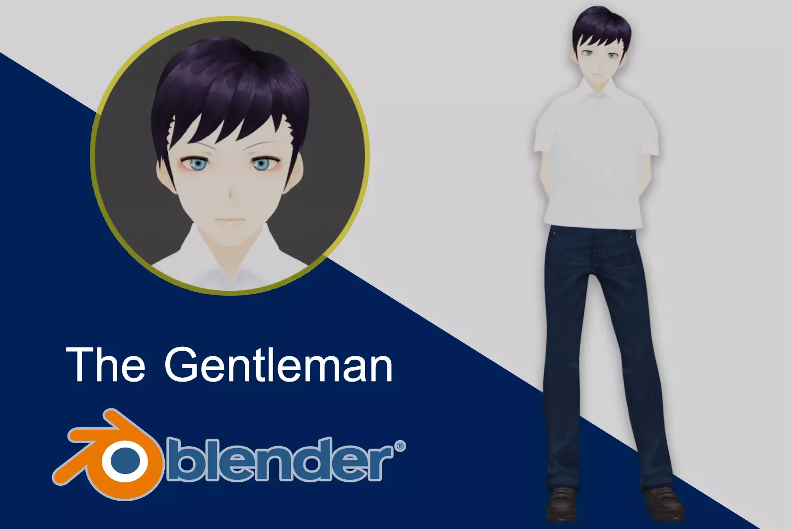 The Gentleman Low-poly 3D model anime boy in jeans and shirt Low-poly 3D model_0